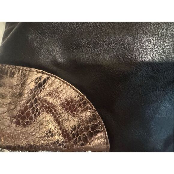 Black leather gold snakeskin Jimmy choo parfums tote bag/purse pocketbook bag - Picture 4 of 7